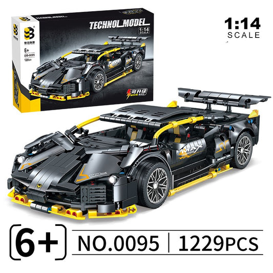 Compatible with Lego building blocks green cow sports car children's educational small particles assembled boy gift toy physical store