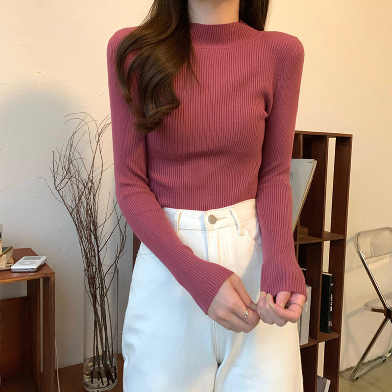 Half turtleneck inner sweater women's base layer autumn and winter 2023 new style versatile and western style slim fit long-sleeved sweater