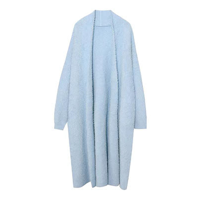 Women's extra long faux mink fleece cardigan