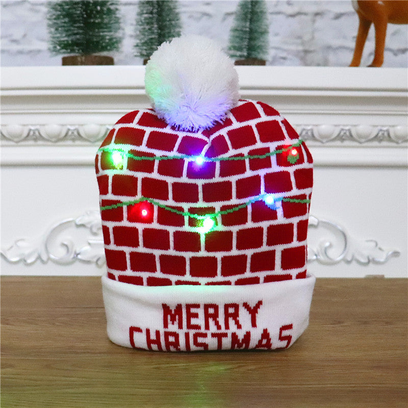 Colorful luminous knitted hat high-end elderly Christmas hat