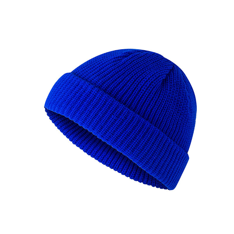 Hat autumn and winter retro round top warm short woolen head melon skin hat knitted hat cold hat men and women