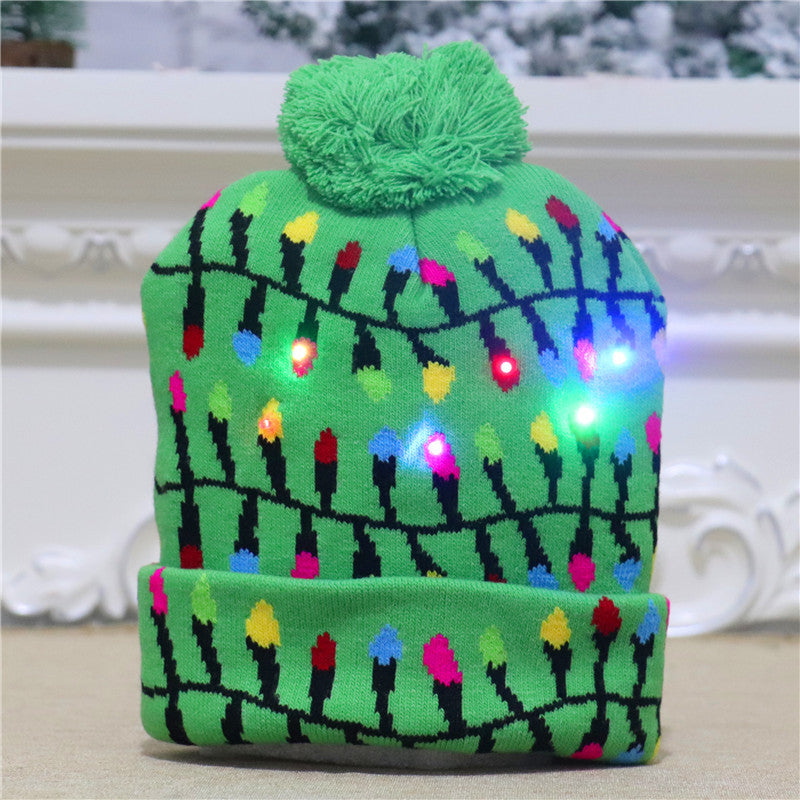 Colorful luminous knitted hat high-end elderly Christmas hat