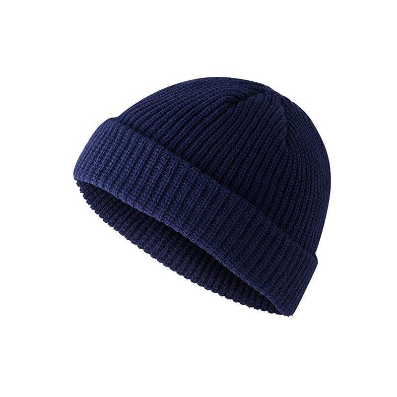 Hat autumn and winter retro round top warm short woolen head melon skin hat knitted hat cold hat men and women