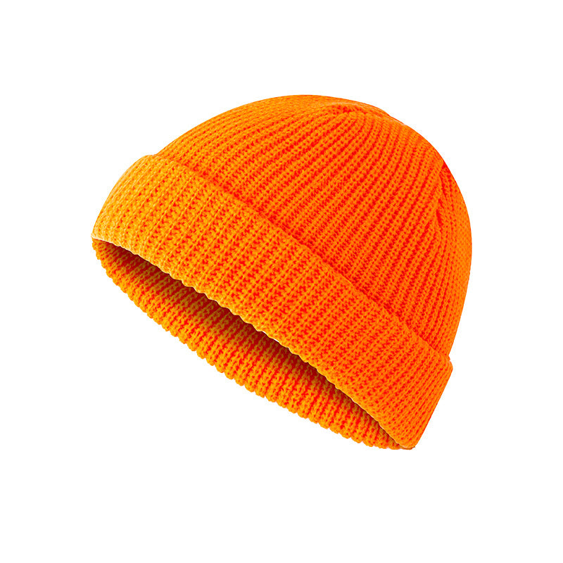 Hat autumn and winter retro round top warm short woolen head melon skin hat knitted hat cold hat men and women