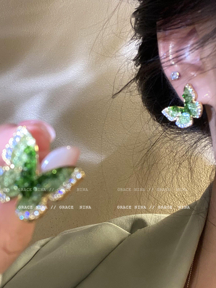 Pearl butterfly earrings for women high-end niche luxury