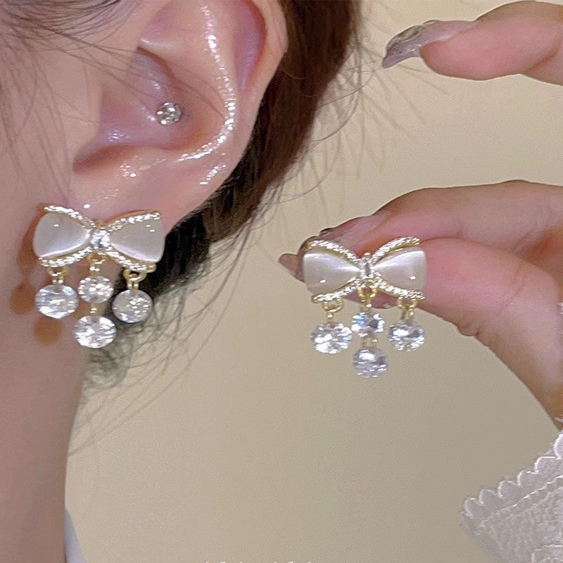 Pearl butterfly earrings for women high-end niche luxury
