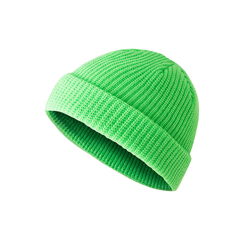Hat autumn and winter retro round top warm short woolen head melon skin hat knitted hat cold hat men and women