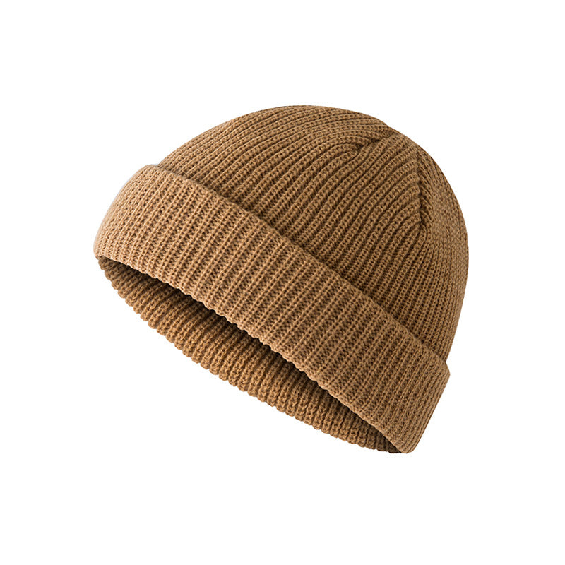 Hat autumn and winter retro round top warm short woolen head melon skin hat knitted hat cold hat men and women