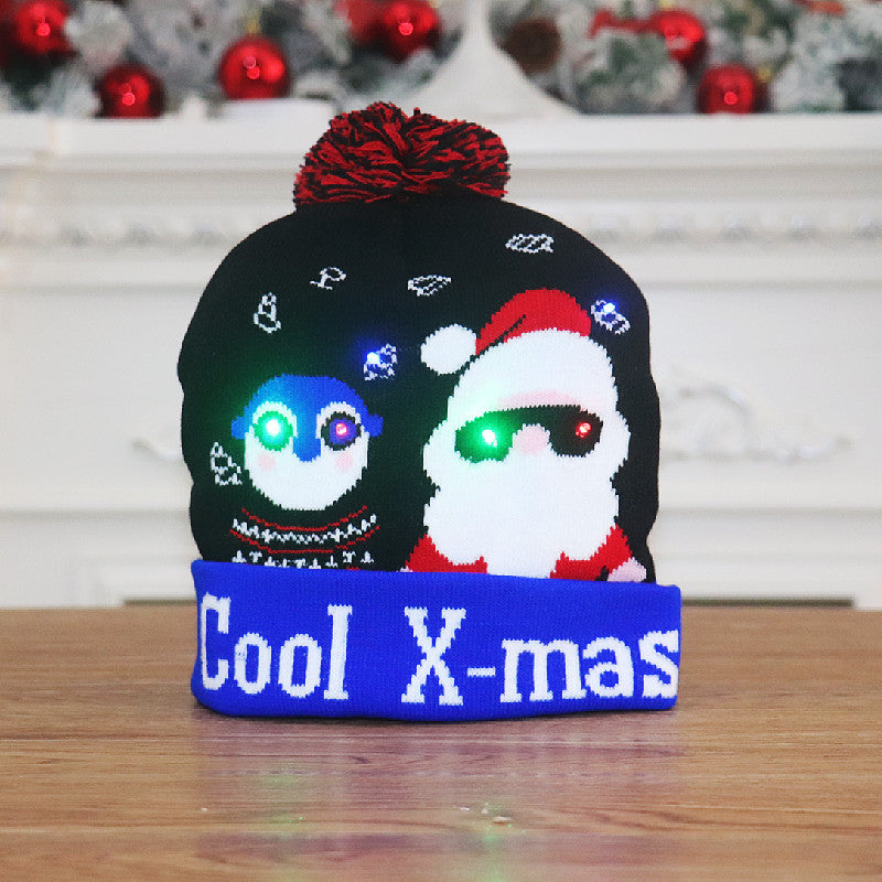 Colorful luminous knitted hat high-end elderly Christmas hat