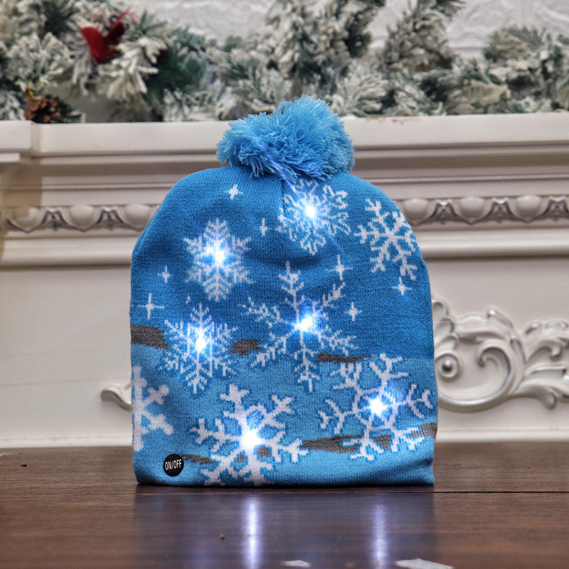 Colorful luminous knitted hat high-end elderly Christmas hat