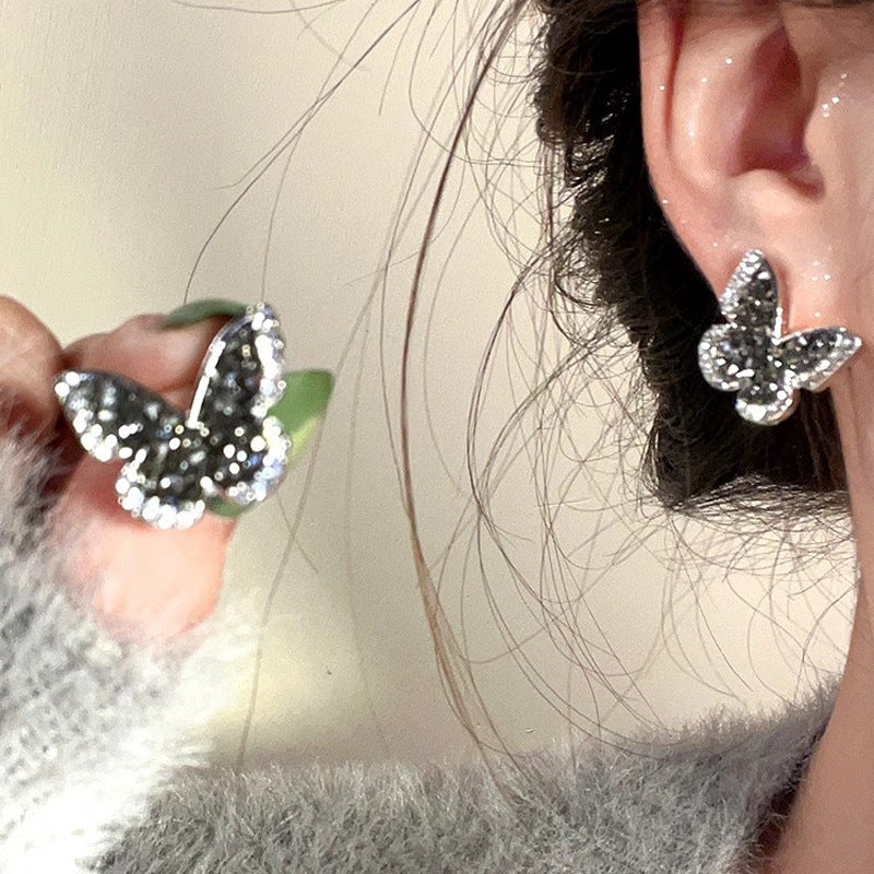 Pearl butterfly earrings for women high-end niche luxury