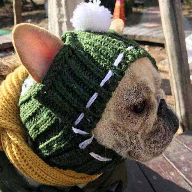 Winter Pet Hat Christmas Dog Cap Fat Large Dog Hats for Dogs Cats Accessories French Bulldog Caps for Dogs Labrador New Year Hat