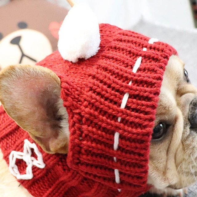 Winter Pet Hat Christmas Dog Cap Fat Large Dog Hats for Dogs Cats Accessories French Bulldog Caps for Dogs Labrador New Year Hat