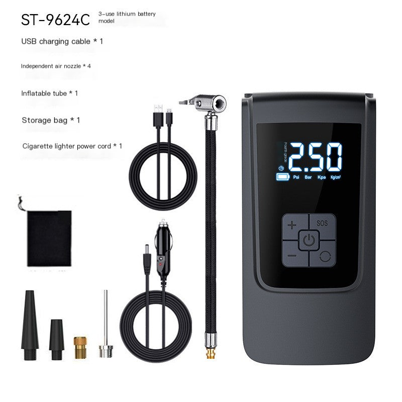New portable car air pump intelligent digital display air pump bicycle tire basketball electric air pump cylinder