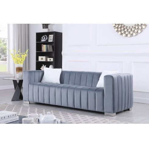A Modern Channel Sofa Take On A Traditional Chesterfield,Black Color,3 Seater