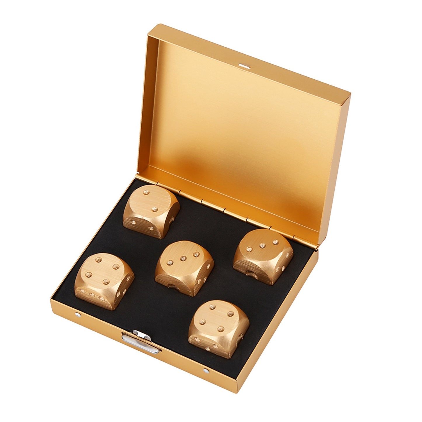 5pcs Aluminium Alloy Table Game Poker Games Dices Set with Storage Box (Silver Square Box)