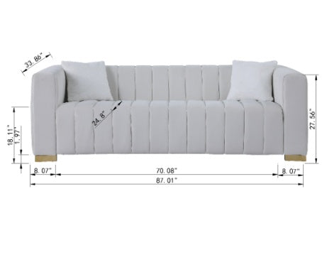 A Modern Channel Sofa Take On A Traditional Chesterfield,Black Color,3 Seater
