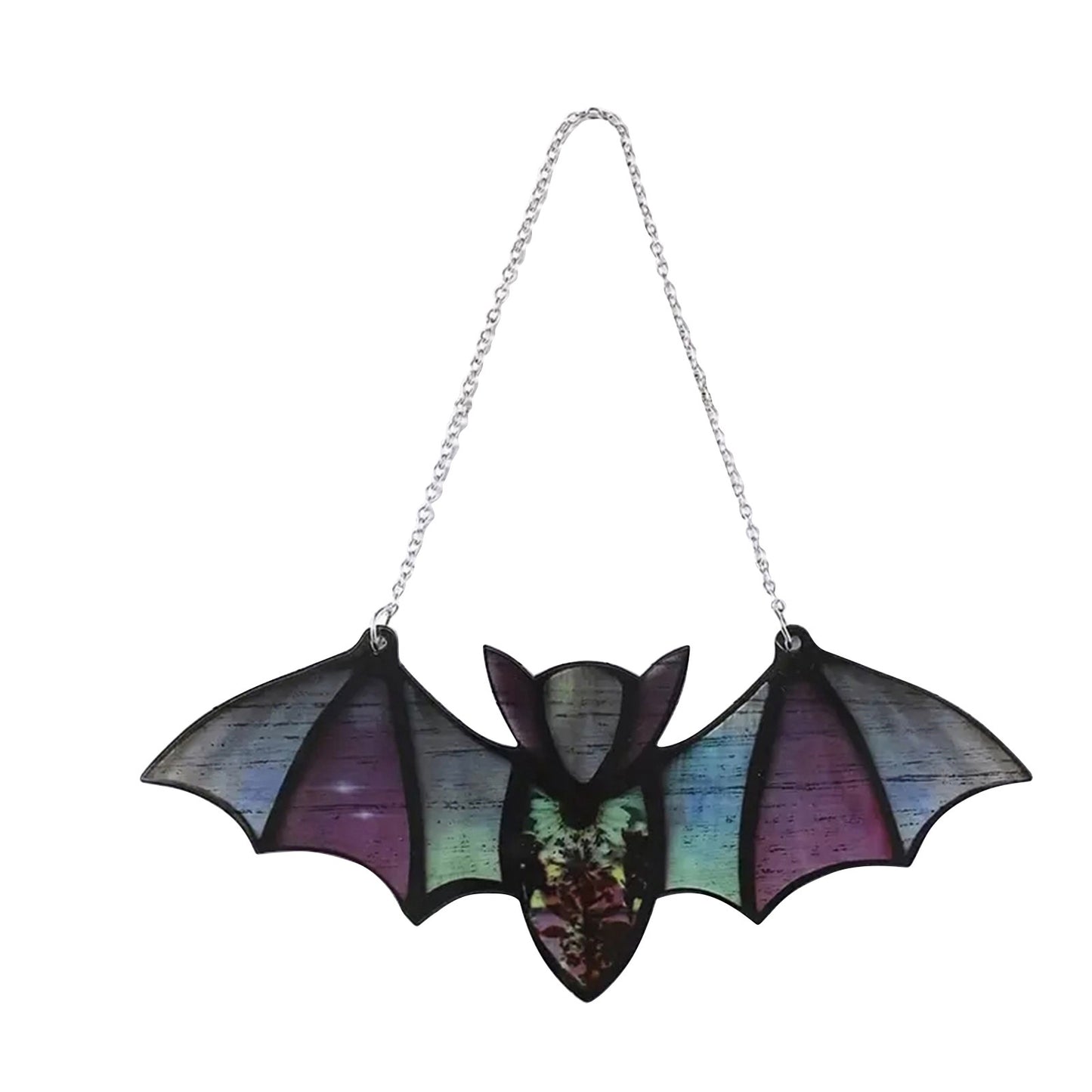 Halloween Bat Window Hanging Suncatcher Reflective Effect Colorful Stained Bat Window Ornaments