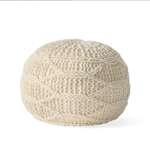Malibu Knitted Wool 20 X 20 Round Pouf