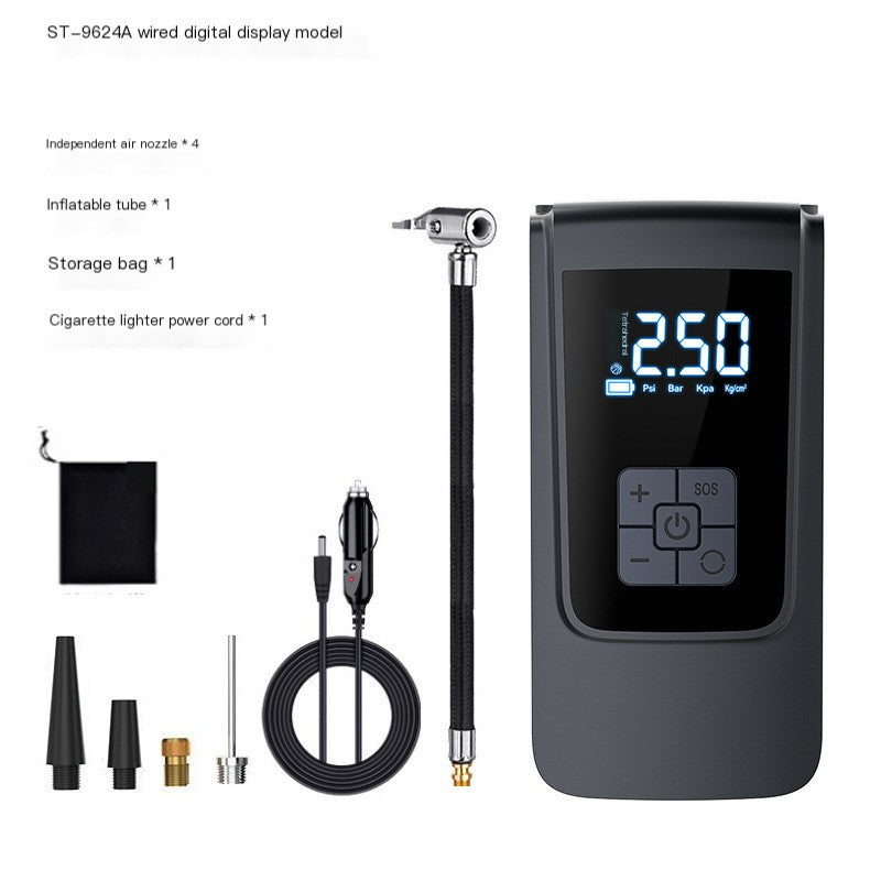 New portable car air pump intelligent digital display air pump bicycle tire basketball electric air pump cylinder