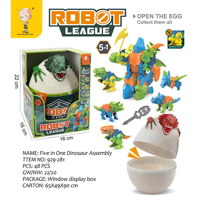 Triangle Tyrannosaurus Rex Five Box One, Assemble And Combine Transform Intelligent Mechanical Simulation DIY Puzzle Toy