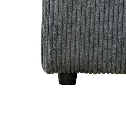 Dark Grey Corduroy Living Room Double Armrests 3-Piece Sofa