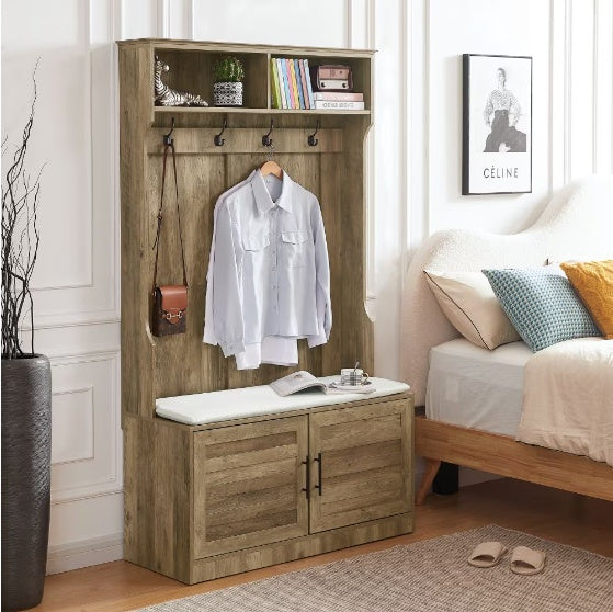 Shoe Rack Coat Rack Wooden Multi-purpose Shelf