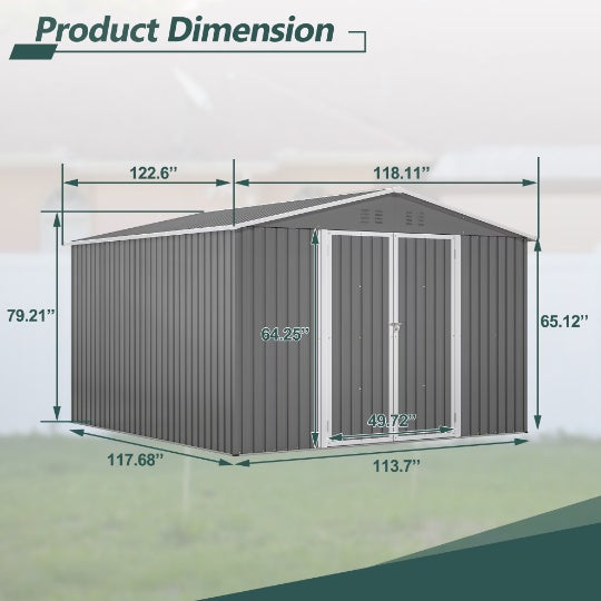 Steel Garden Shed With Double Lockable Door