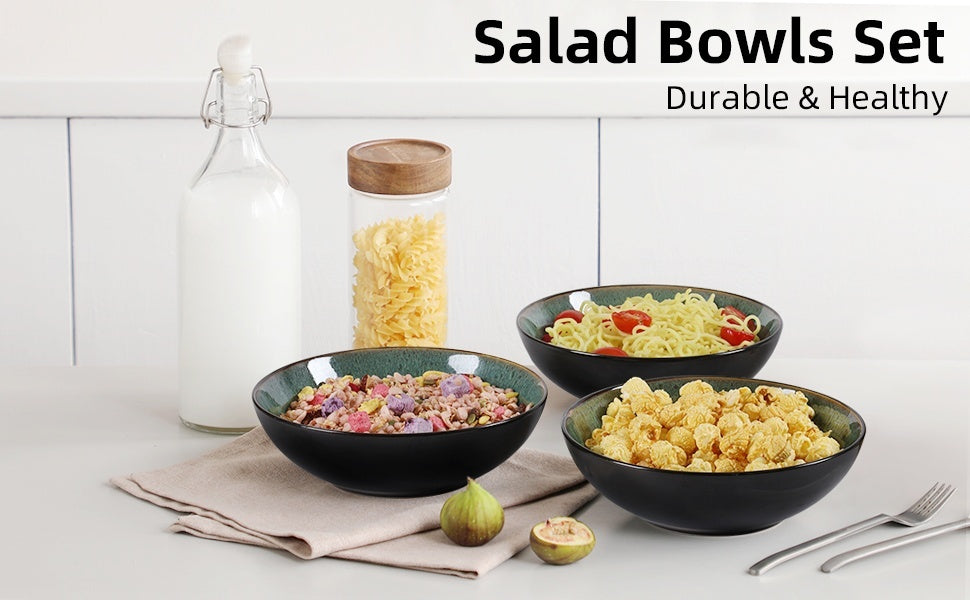 Creative Western Kiln Change Peacock Green Bowl 30oz Bowl Set Of 4 For Cereal, Salad, Pasta, Soup, Dessert, Serving Dishwasher, Microwave And Oven