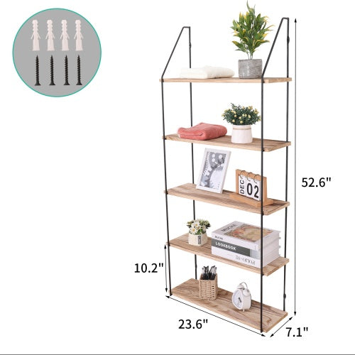 Gardenia Floating Shelf With Metal Brackets, Wall Mounted Rustic Wood Wall Storage, Decorative Hanging Display For Trophy