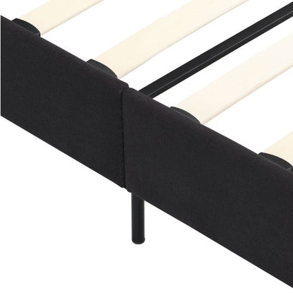 Upholstered Platform Bed Frame With Linen Headboard