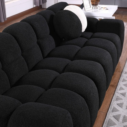 87.4 Length ,35.83 Deepth ,human Body Structure For USA People, Marshmallow Sofa,boucle Sofa ,3 Seater, Black BOUCLE