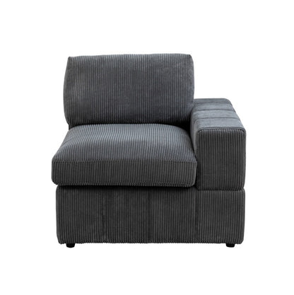 Dark Grey Corduroy Living Room Double Armrests 3-Piece Sofa