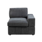 Dark Grey Corduroy Living Room Double Armrests 3-Piece Sofa