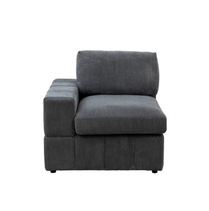 Dark Grey Corduroy Living Room Double Armrests 3-Piece Sofa