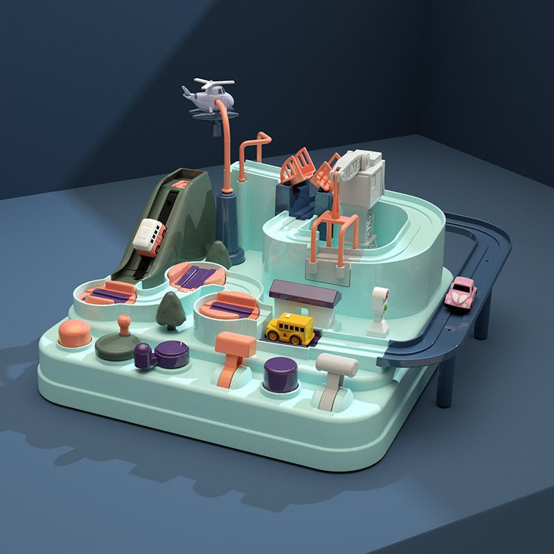 School Bus Big Adventure Macaron Breakthrough Car Big Adventure Small Train Track Parking Lot