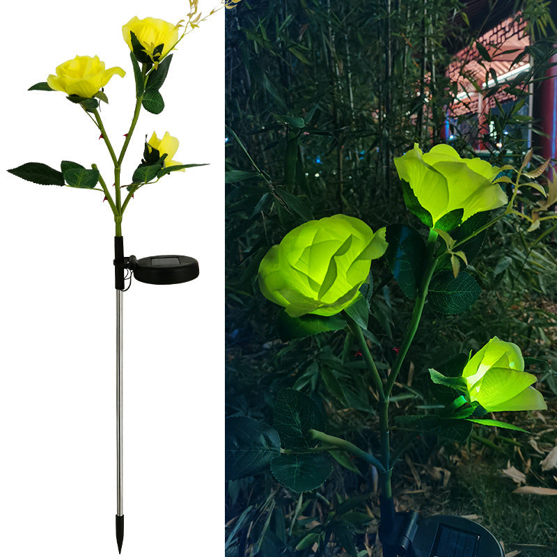 Resin Craft Lotus Tulips Flower LED Solar Light Waterproof Outdoor Garden Lawn Lamps Yard Art for Home Courtyard Decoration