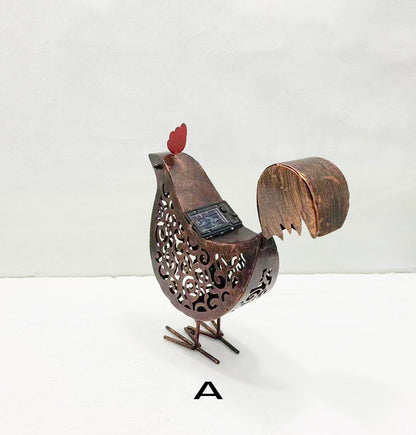 Solar Garden Lamp Iron Rooster Shape Landscape Light Outdoor Decorative Lamp