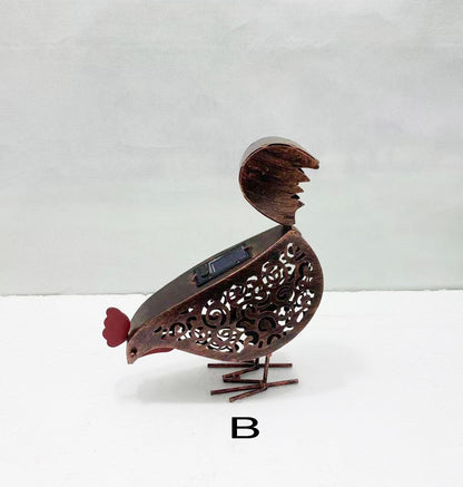 Solar Garden Lamp Iron Rooster Shape Landscape Light Outdoor Decorative Lamp