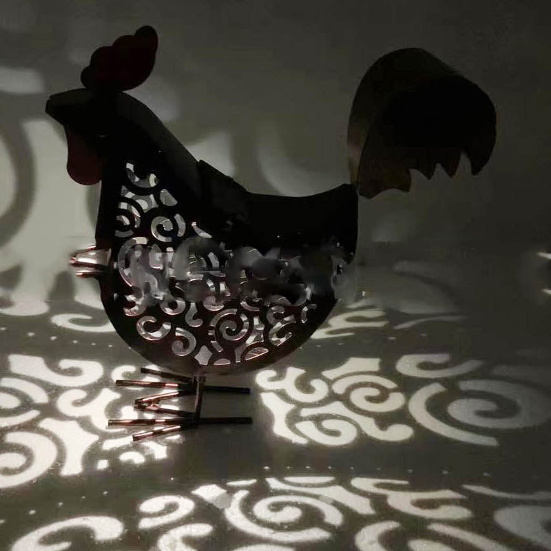 Solar Garden Lamp Iron Rooster Shape Landscape Light Outdoor Decorative Lamp