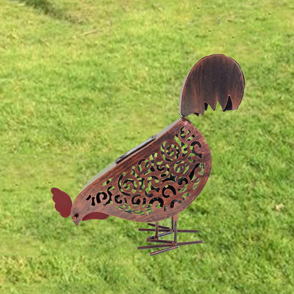 Solar Garden Lamp Iron Rooster Shape Landscape Light Outdoor Decorative Lamp
