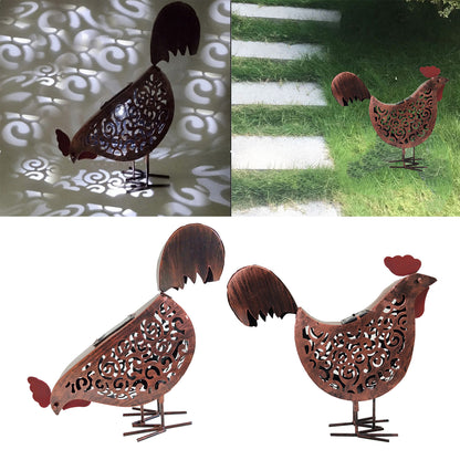 Solar Garden Lamp Iron Rooster Shape Landscape Light Outdoor Decorative Lamp