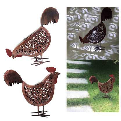 Solar Garden Lamp Iron Rooster Shape Landscape Light Outdoor Decorative Lamp
