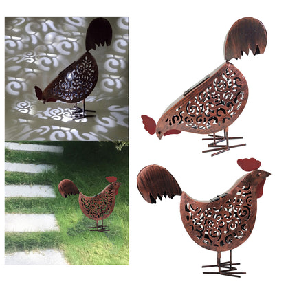 Solar Garden Lamp Iron Rooster Shape Landscape Light Outdoor Decorative Lamp