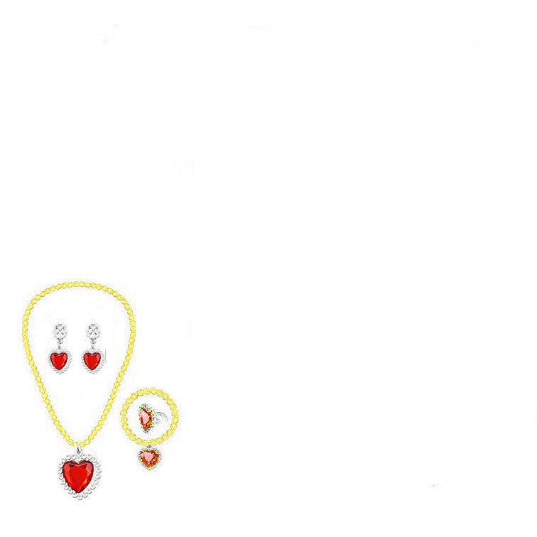 Girls beaded necklace bracelet ear clip ring five-piece set