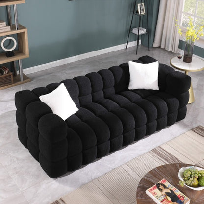 84.3 Length ,35.83 Deepth ,human Body Structure For USA People, Marshmallow Sofa,boucle Sofa ,White Color,3 Seater