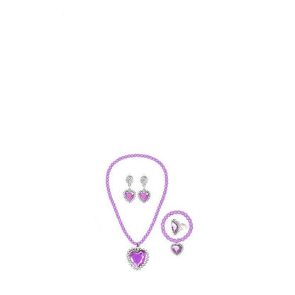 Girls beaded necklace bracelet ear clip ring five-piece set