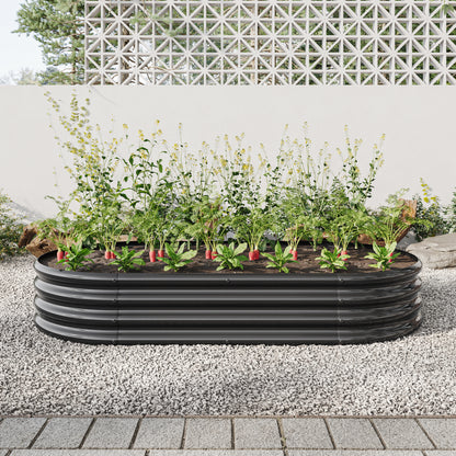 Large Oval Shaped Metal Raised Planter Outdoor Garden Plant Vegetable Bed_0