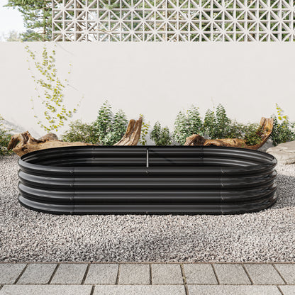 Large Oval Shaped Metal Raised Planter Outdoor Garden Plant Vegetable Bed_3