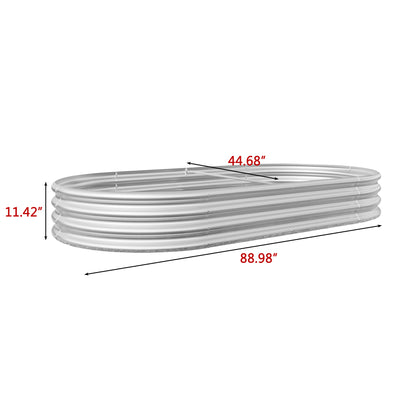 Oval Shaped Metal Raised Garden Bed Herbs and Vegetable Planter- Silver_11